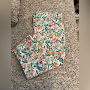 Coral Bay Tropical Print Pants with Blue and Red Accents